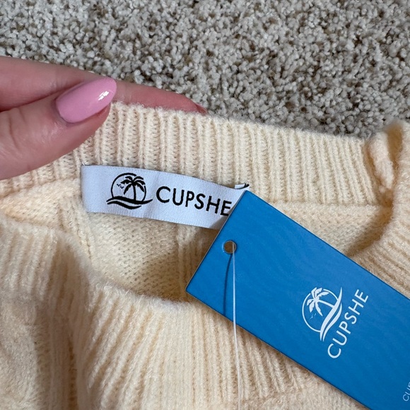 Cupshe Cream Long Sleeve Knit Dress - Picture 4 of 5